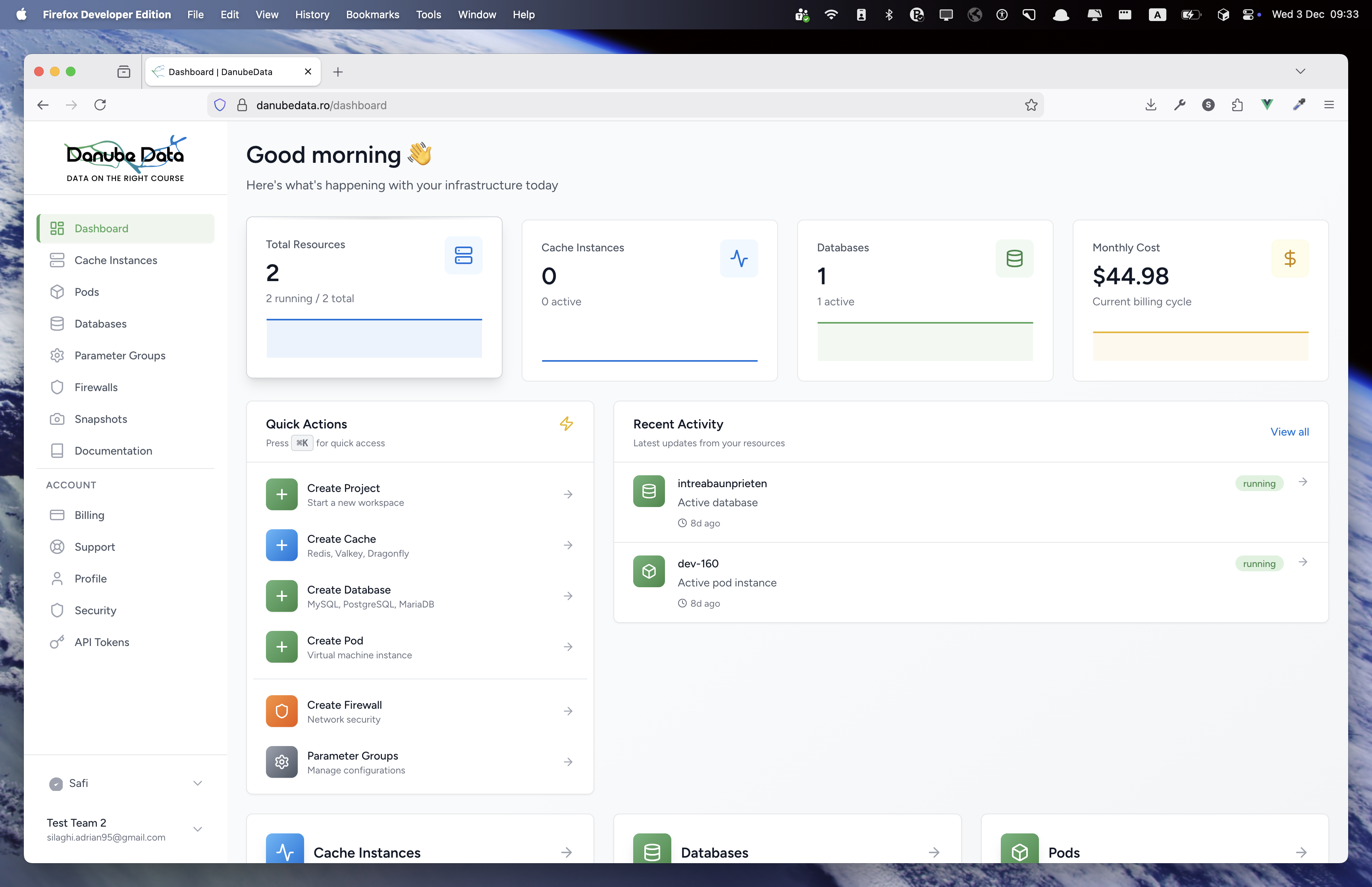 DanubeData Unified Dashboard